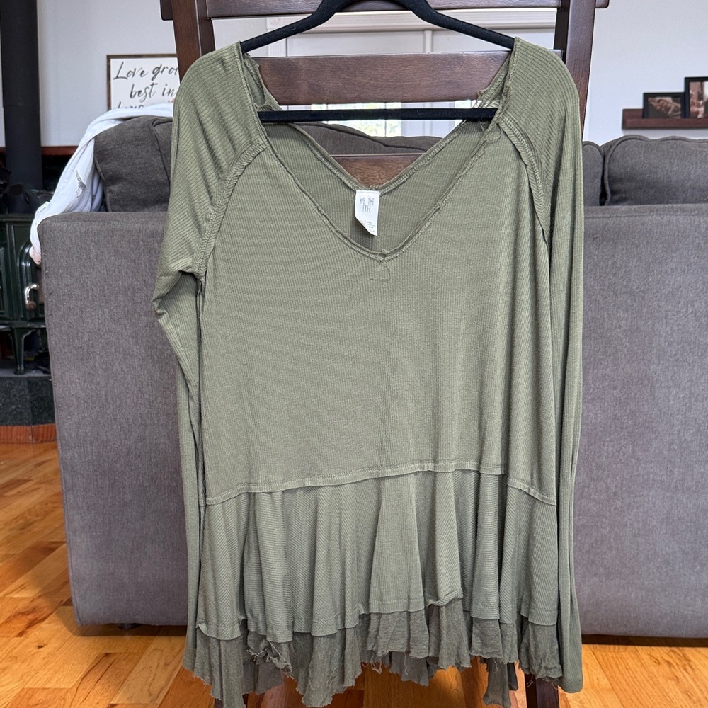 We The Free Olive Green V-Neck Women's Top